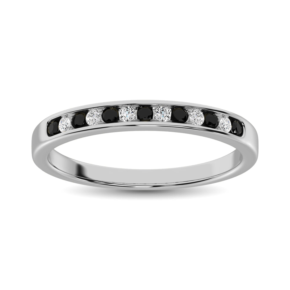 14K White Gold 1/6 Ct.tw Black & White Diamond Machine Band