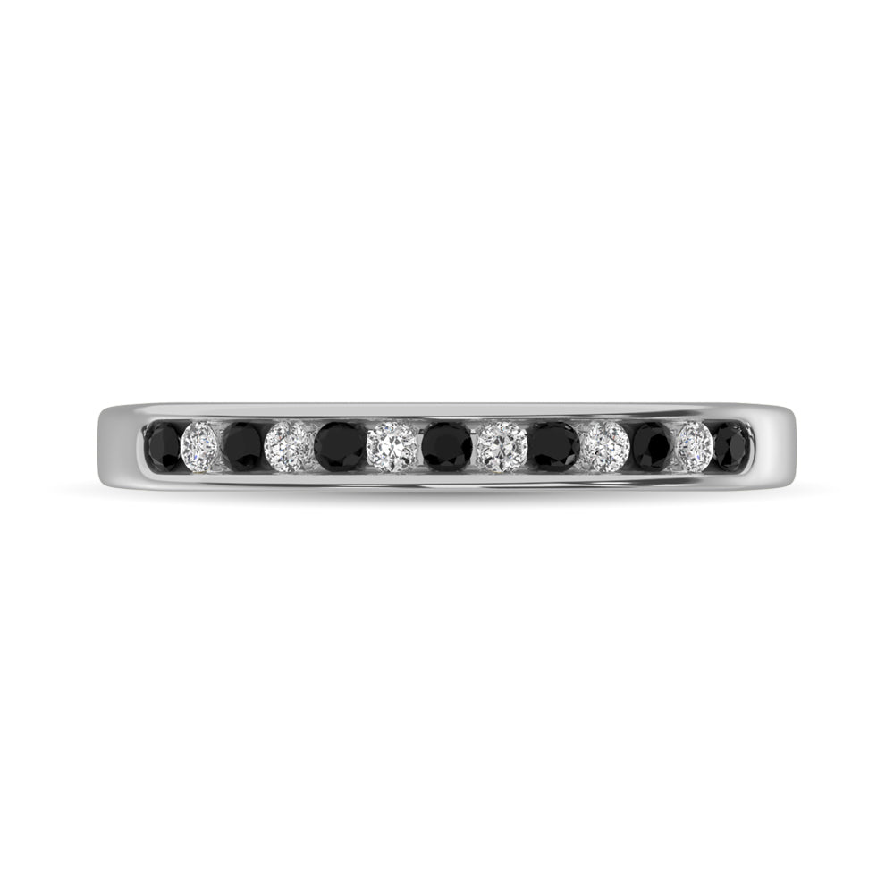 14K White Gold 1/6 Ct.tw Black & White Diamond Machine Band