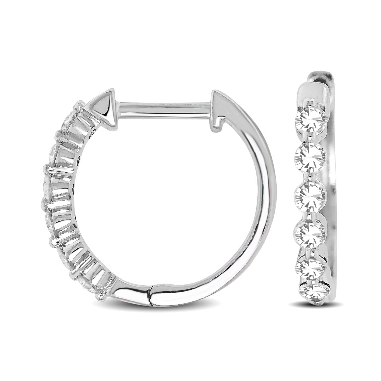 14K White Gold 1/4 Ct.tw Diamond Hoop Earrings
