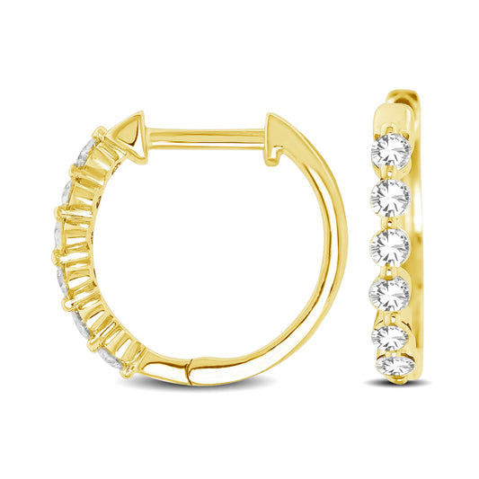 14K Yellow Gold 1/4 Ct.tw Diamond Hoop Earrings