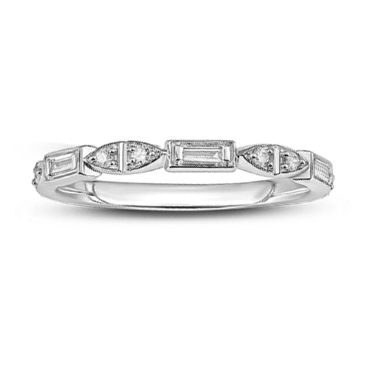 14K White Gold 1/10 Ct.tw Diamond Stackable Ring