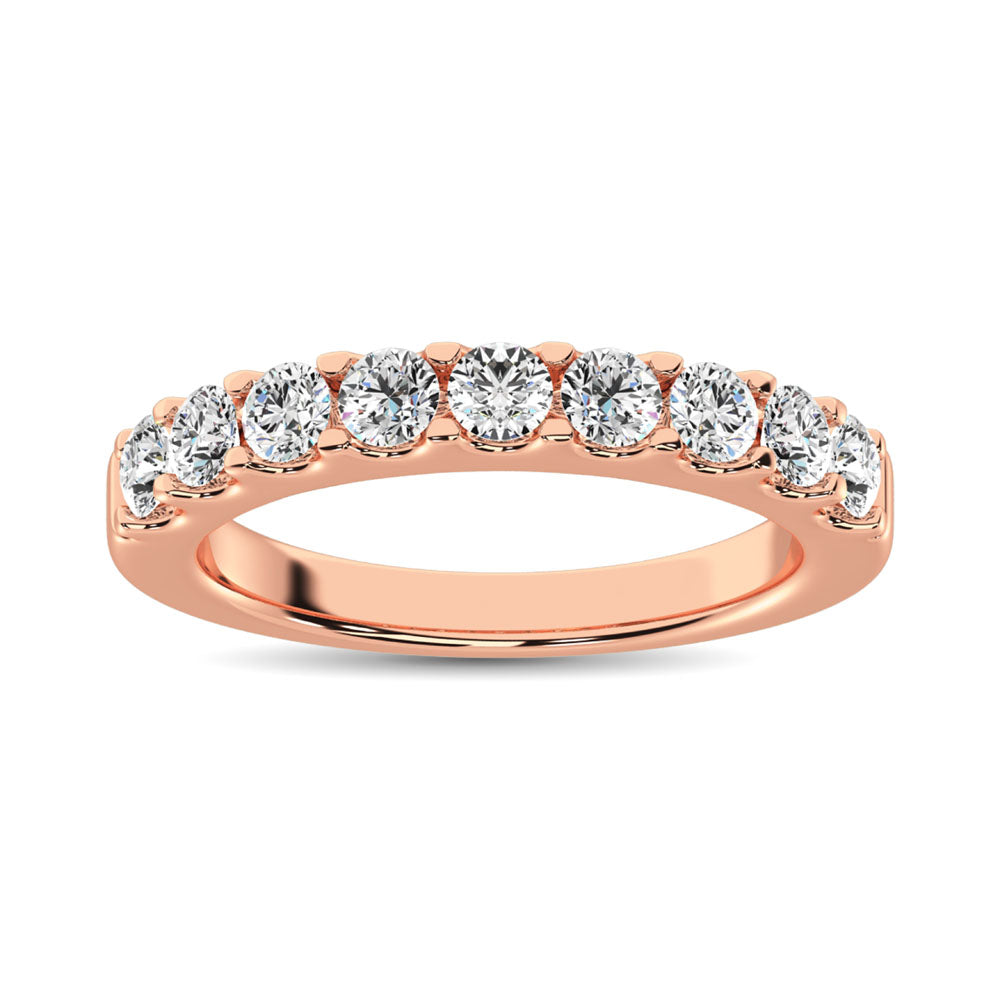 14K Rose Gold Diamond 2/5 Ct.Tw. 9 Stone Anniversary Band
