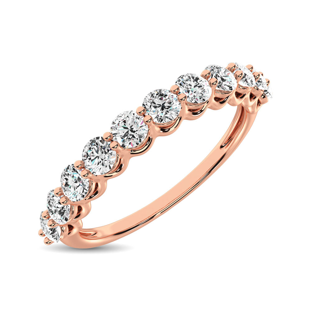 14K Rose Gold Diamond 5/8 Ct.Tw. 9 Stone Anniversary Band