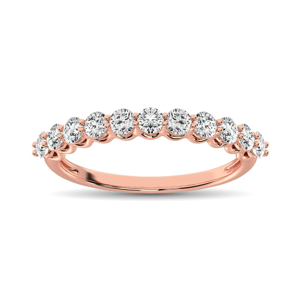 14K Rose Gold Diamond 5/8 Ct.Tw. 9 Stone Anniversary Band