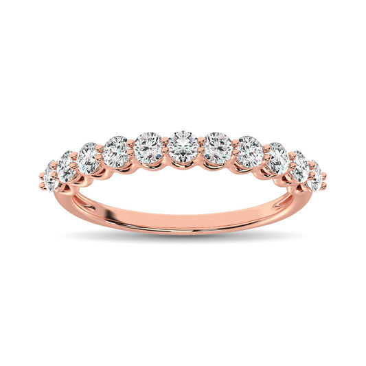 14K Rose Gold Diamond 5/8 Ct.Tw. 9 Stone Anniversary Band