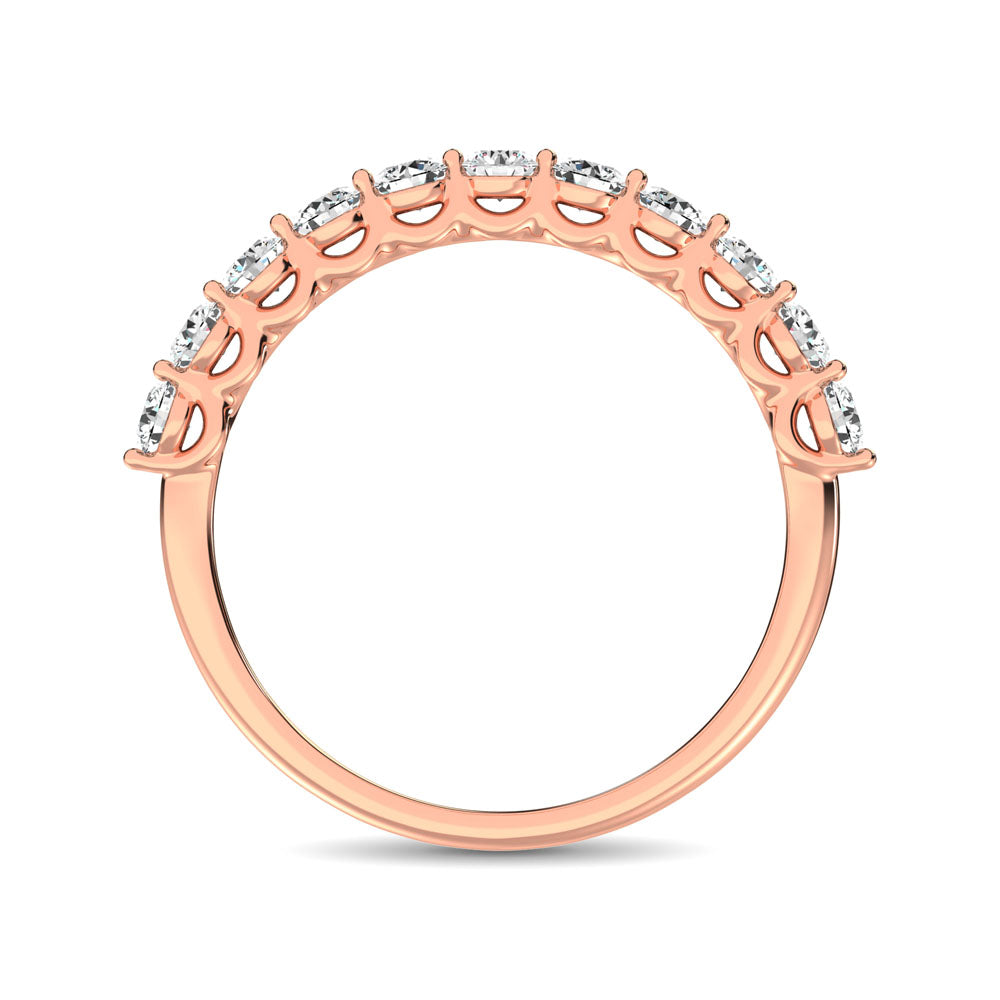 14K Rose Gold Diamond 5/8 Ct.Tw. 9 Stone Anniversary Band