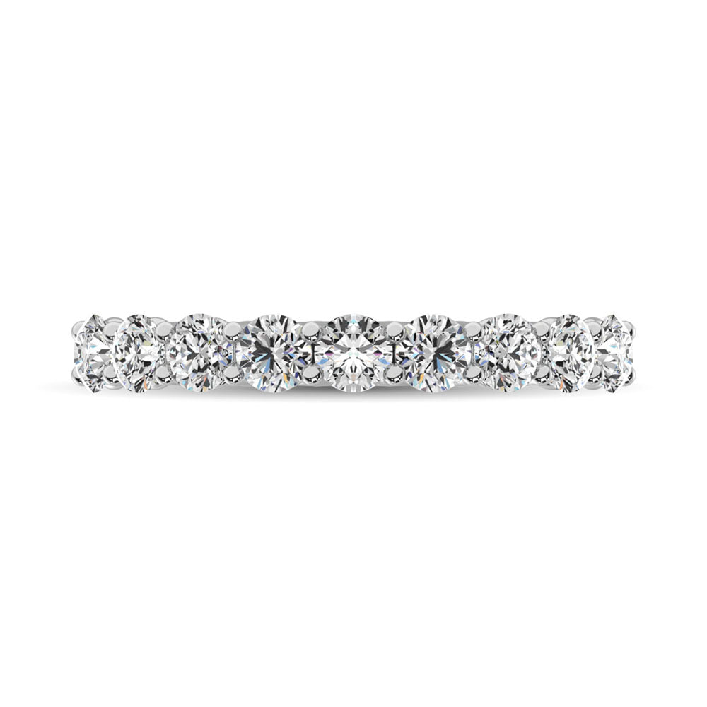 14K White Gold Diamond 1 Ct.Tw. 9 Stone Anniversary Band