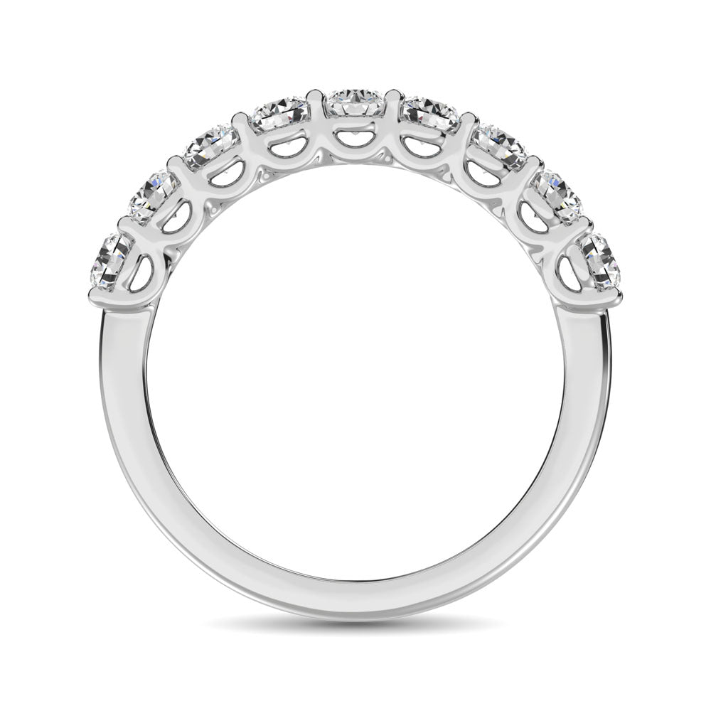 14K White Gold Diamond 1 Ct.Tw. 9 Stone Anniversary Band