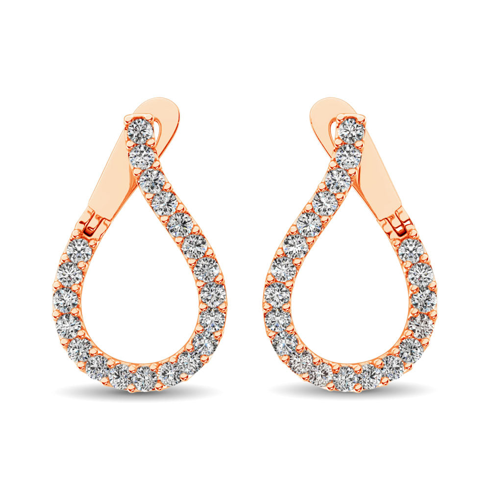 14K Rose Gold Diamond 5/8 Ct.Tw. Hoop Earrings