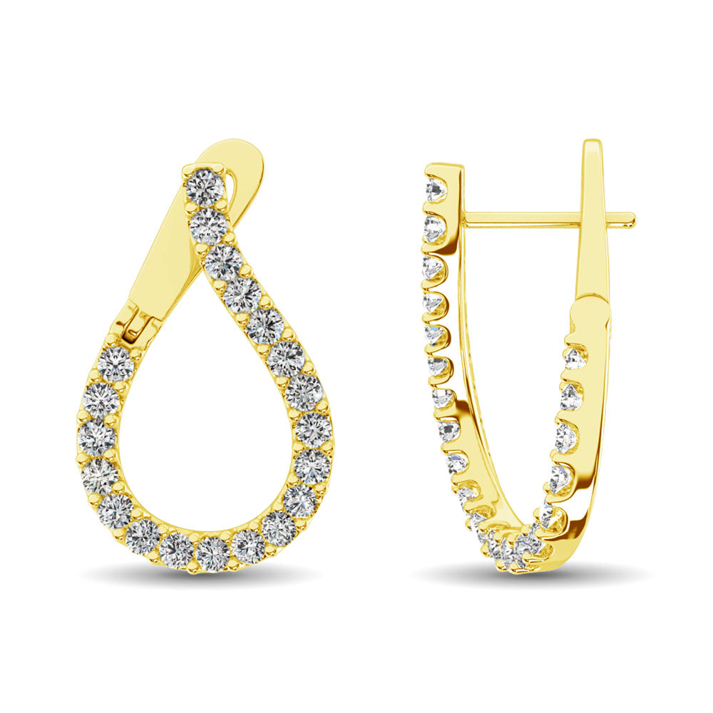 14K Yellow Gold Diamond 5/8 Ct.Tw. Hoop Earrings