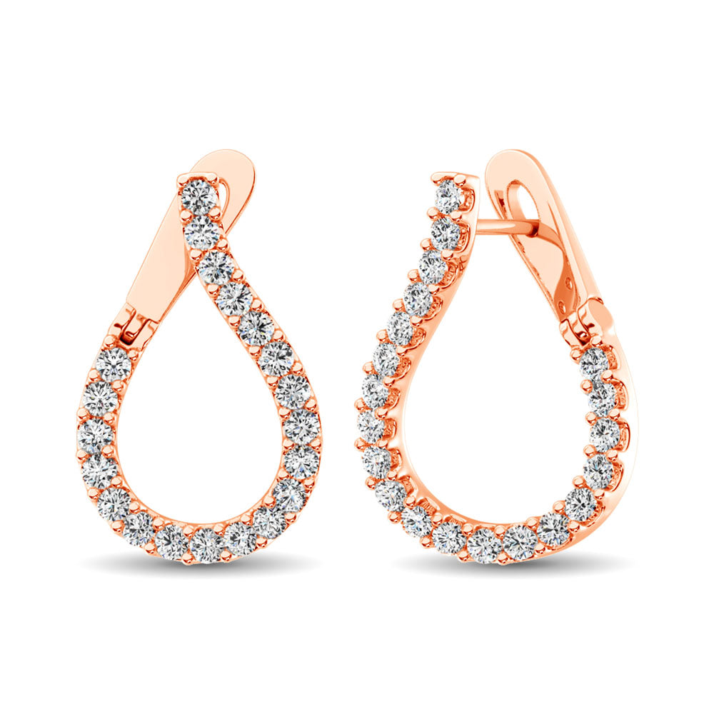 14K Rose Gold Diamond 4 Ct.Tw. Hoop Earrings