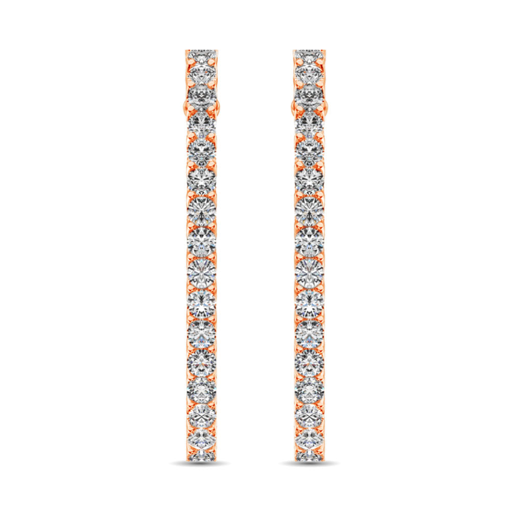14K Rose Gold Diamond 1 3/4 Ct.Tw. In and Out Hoop Earrings