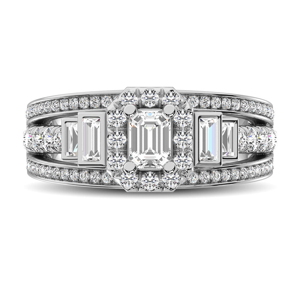 14K White Gold 1 1/2 Ct.tw Emerald Cut Diamond Engagement Ring