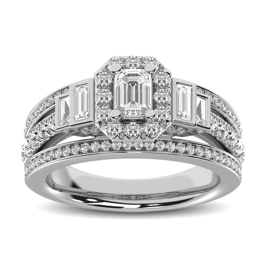 14K White Gold 1 1/2 Ct.tw Emerald Cut Diamond Engagement Ring