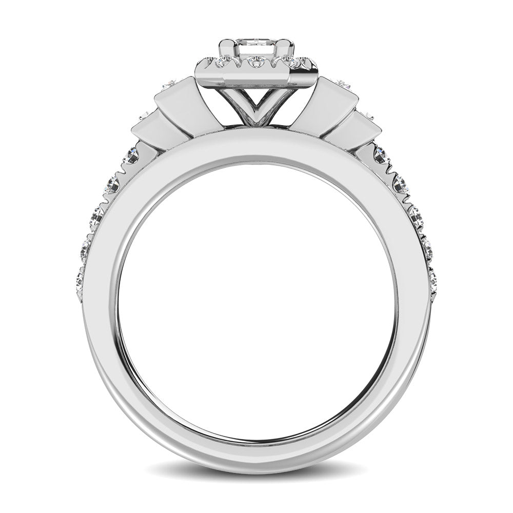 14K White Gold 1 1/2 Ct.tw Emerald Cut Diamond Engagement Ring