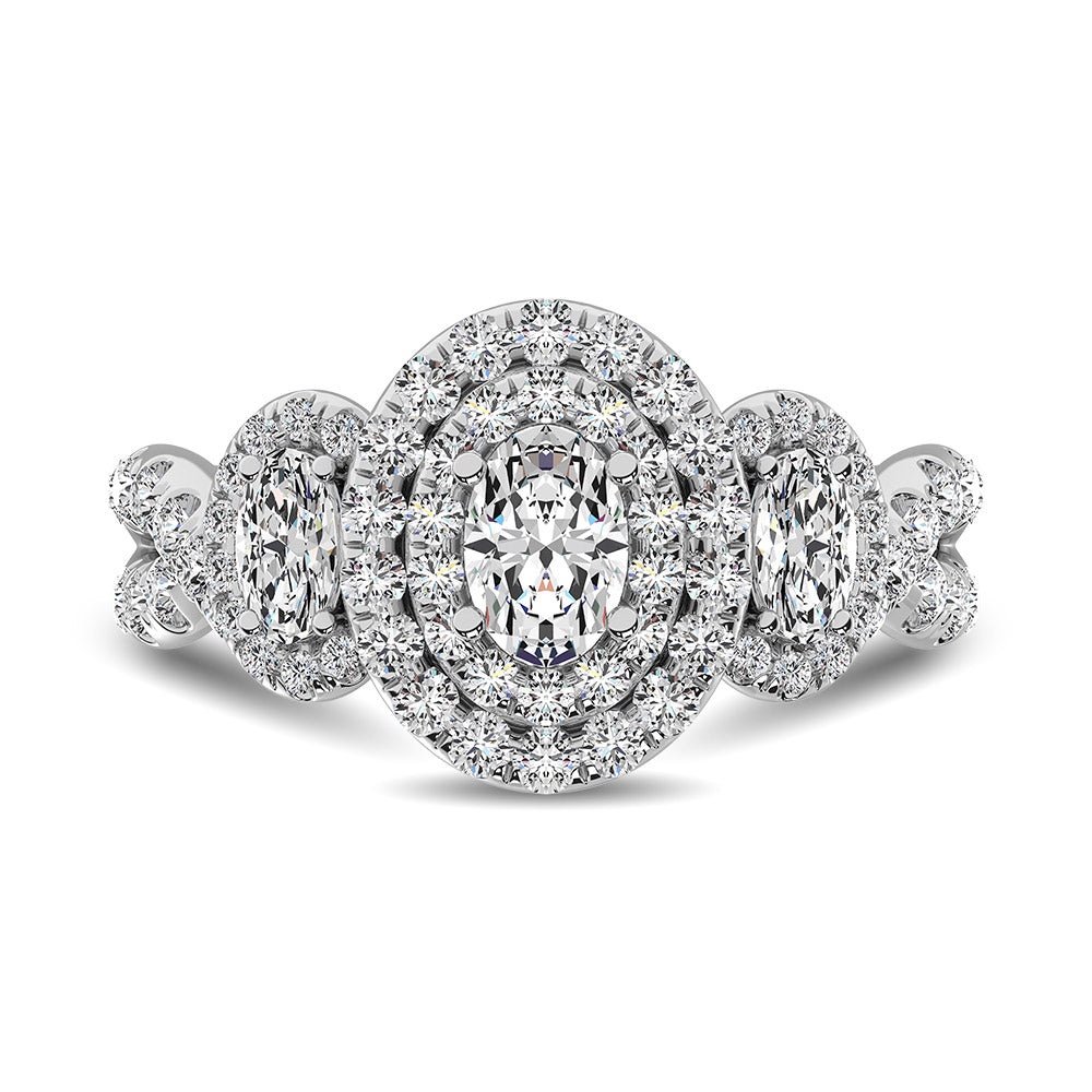 14K White Gold 1 3/4 Ct.tw Oval Cut Diamond Engagement Ring