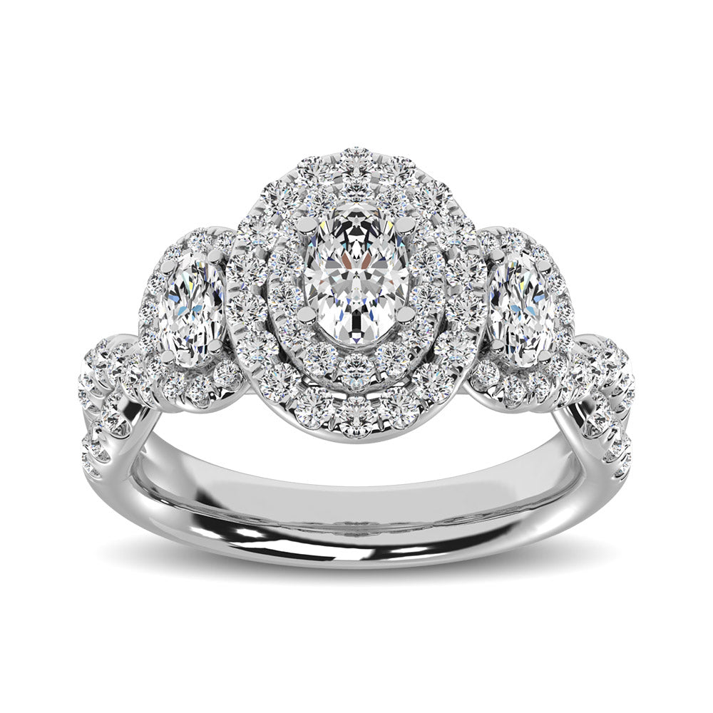 14K White Gold 1 3/4 Ct.tw Oval Cut Diamond Engagement Ring