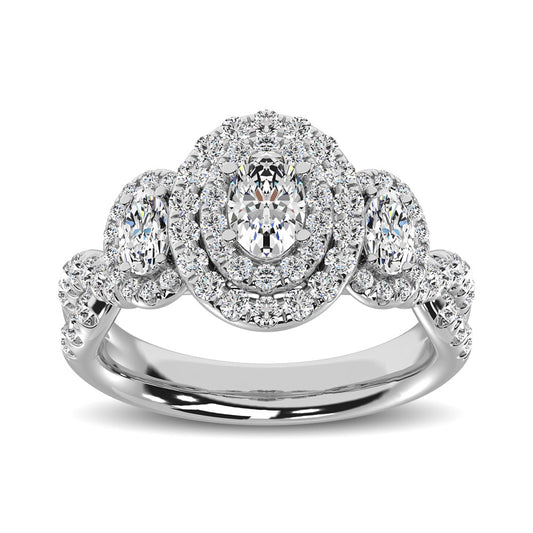 14K White Gold 1 3/4 Ct.tw Oval Cut Diamond Engagement Ring