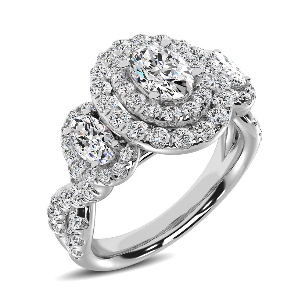 14K White Gold 1 3/4 Ct.tw Oval Cut Diamond Engagement Ring