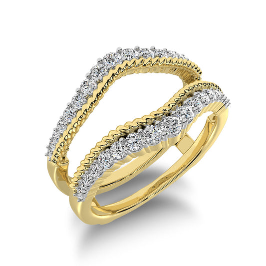 14K Yellow Gold 2/5 Ct.Tw. Diamond Rope Texute Guard Ring