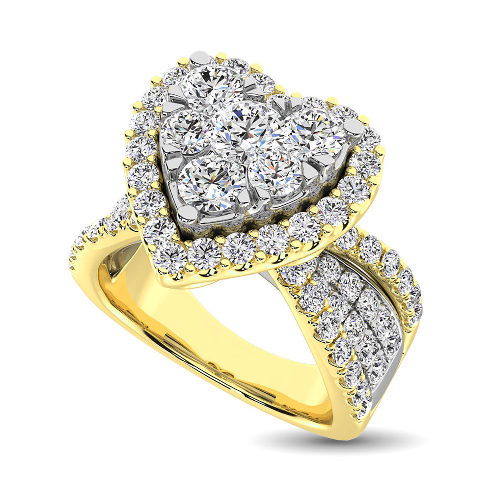 Diamond 2 Ct.Tw. Heart Shape Engagement Ring in 14K Two Tone Gold