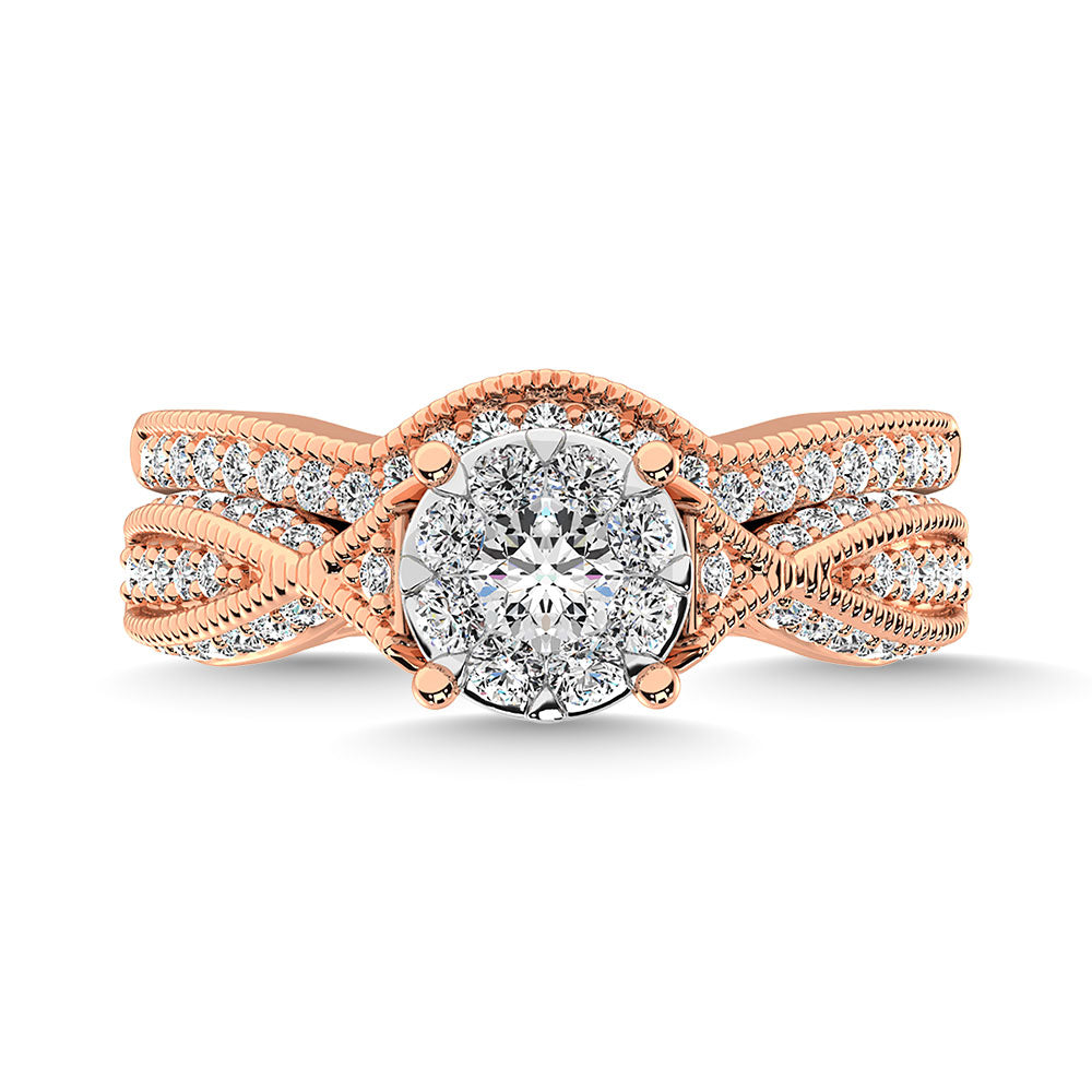 Diamond 1 Ct.Tw. Bridal Ring in  14K Rose Gold