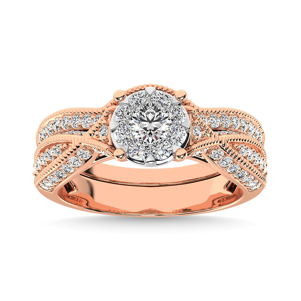 Diamond 1 Ct.Tw. Bridal Ring in  14K Rose Gold