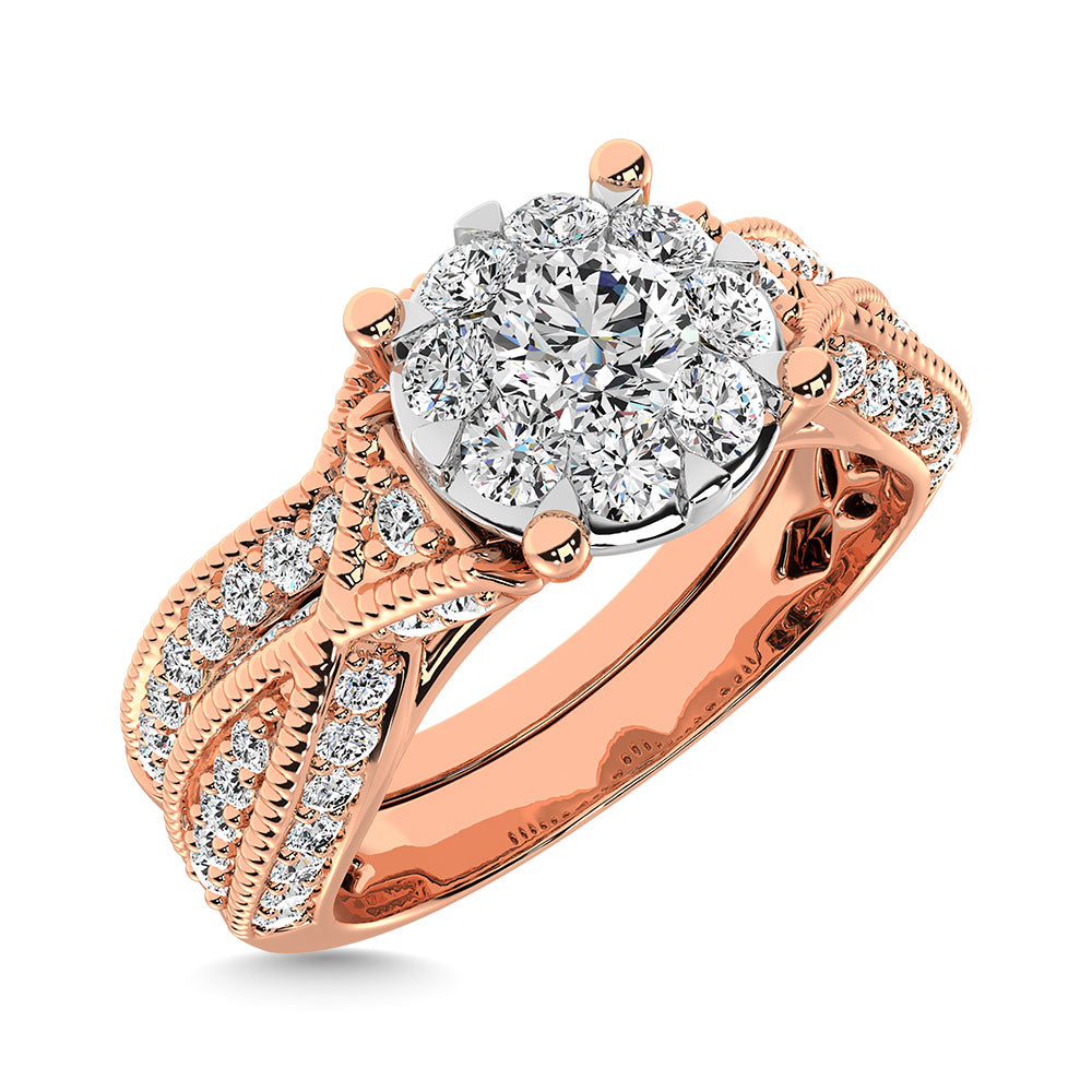 Diamond 1 Ct.Tw. Bridal Ring in  14K Rose Gold