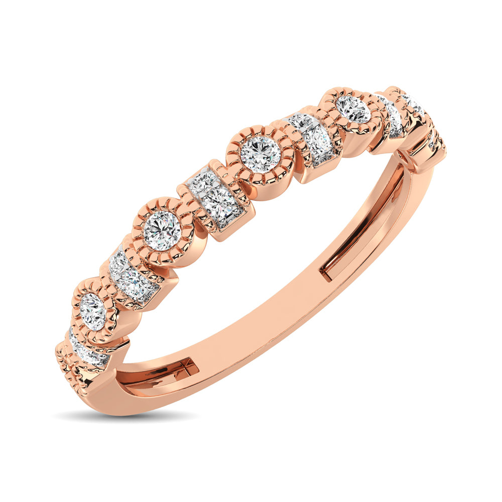14K Rose Gold 1/6 Ct.tw Diamond Band