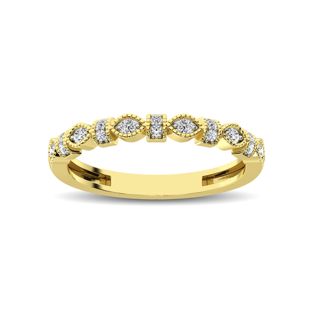 14K Yellow Gold Marquise Frame 1/6 Ct.tw Diamond Band