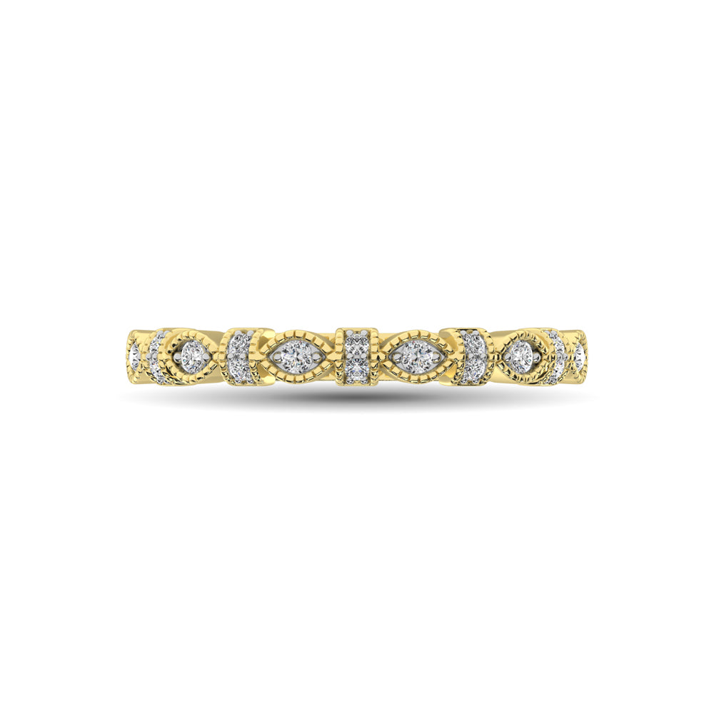 14K Yellow Gold Marquise Frame 1/6 Ct.tw Diamond Band