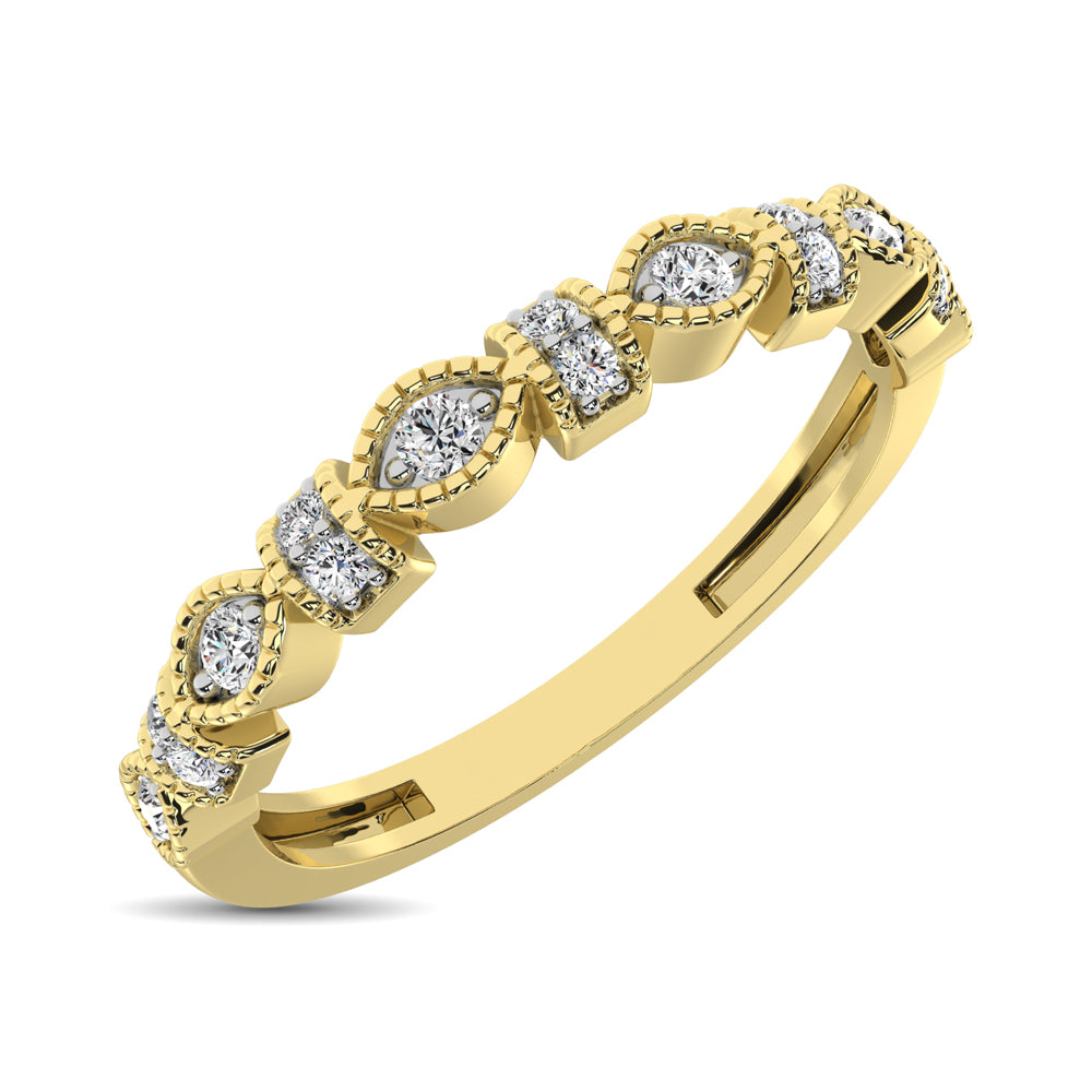14K Yellow Gold Marquise Frame 1/6 Ct.tw Diamond Band