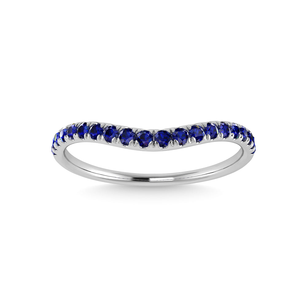 14K White Gold Blue Sapphire 1/5 Ct.Tw. Curve Band