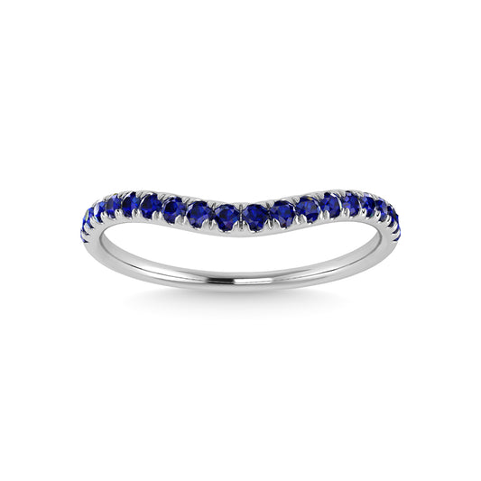 14K White Gold Blue Sapphire 1/5 Ct.Tw. Curve Band
