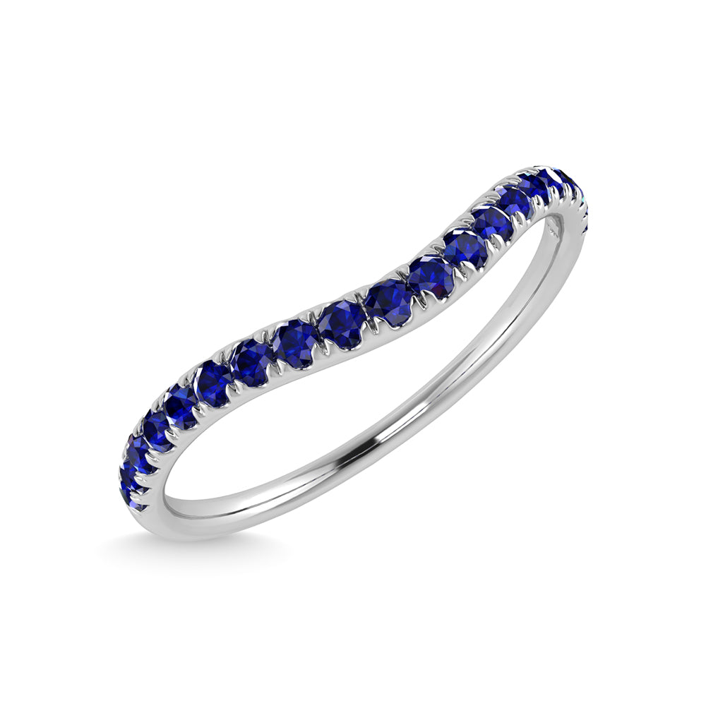 14K White Gold Blue Sapphire 1/5 Ct.Tw. Curve Band