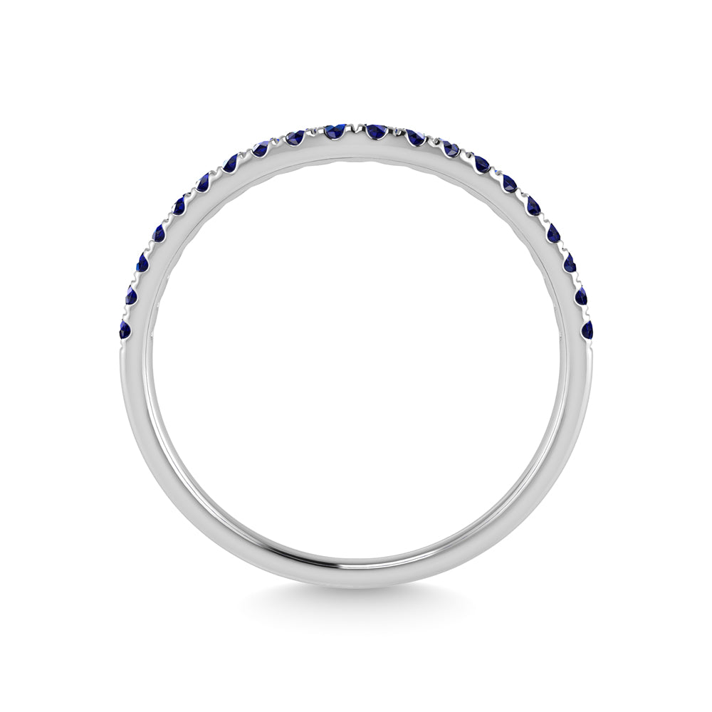 14K White Gold Blue Sapphire 1/5 Ct.Tw. Curve Band