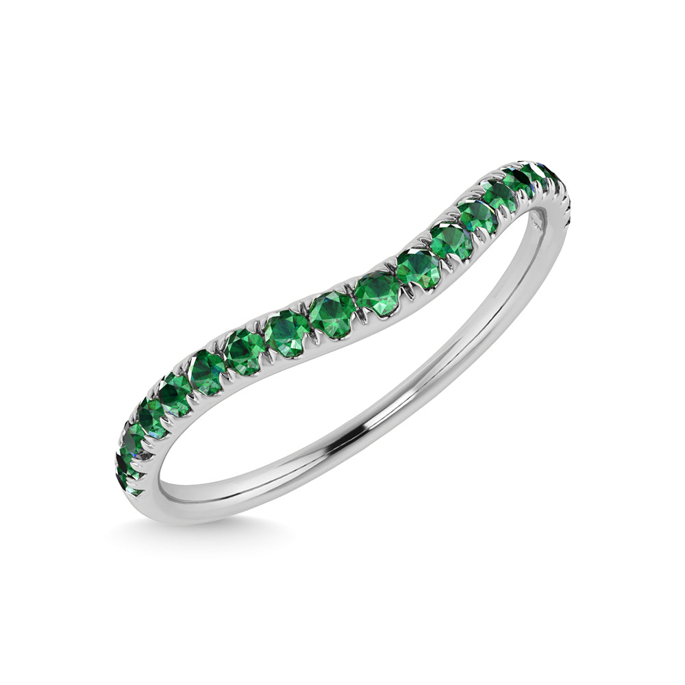 14K White Gold Emerald 1/5 Ct.Tw. Curve Band