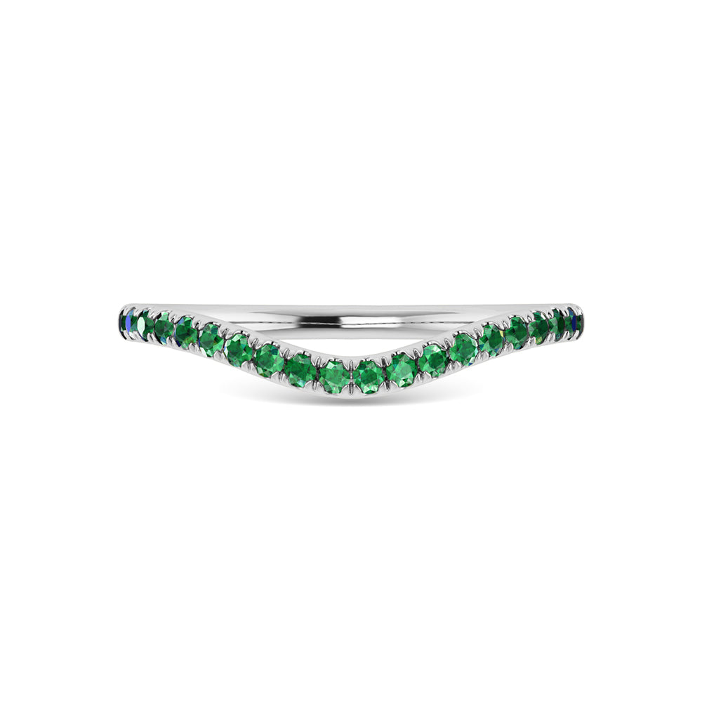 14K White Gold Emerald 1/5 Ct.Tw. Curve Band