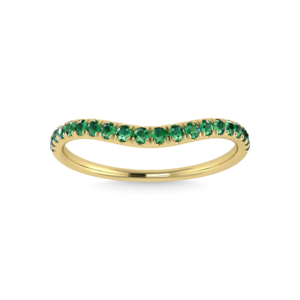 14K Yellow Gold Emerald 1/5 Ct.Tw. Curve Band