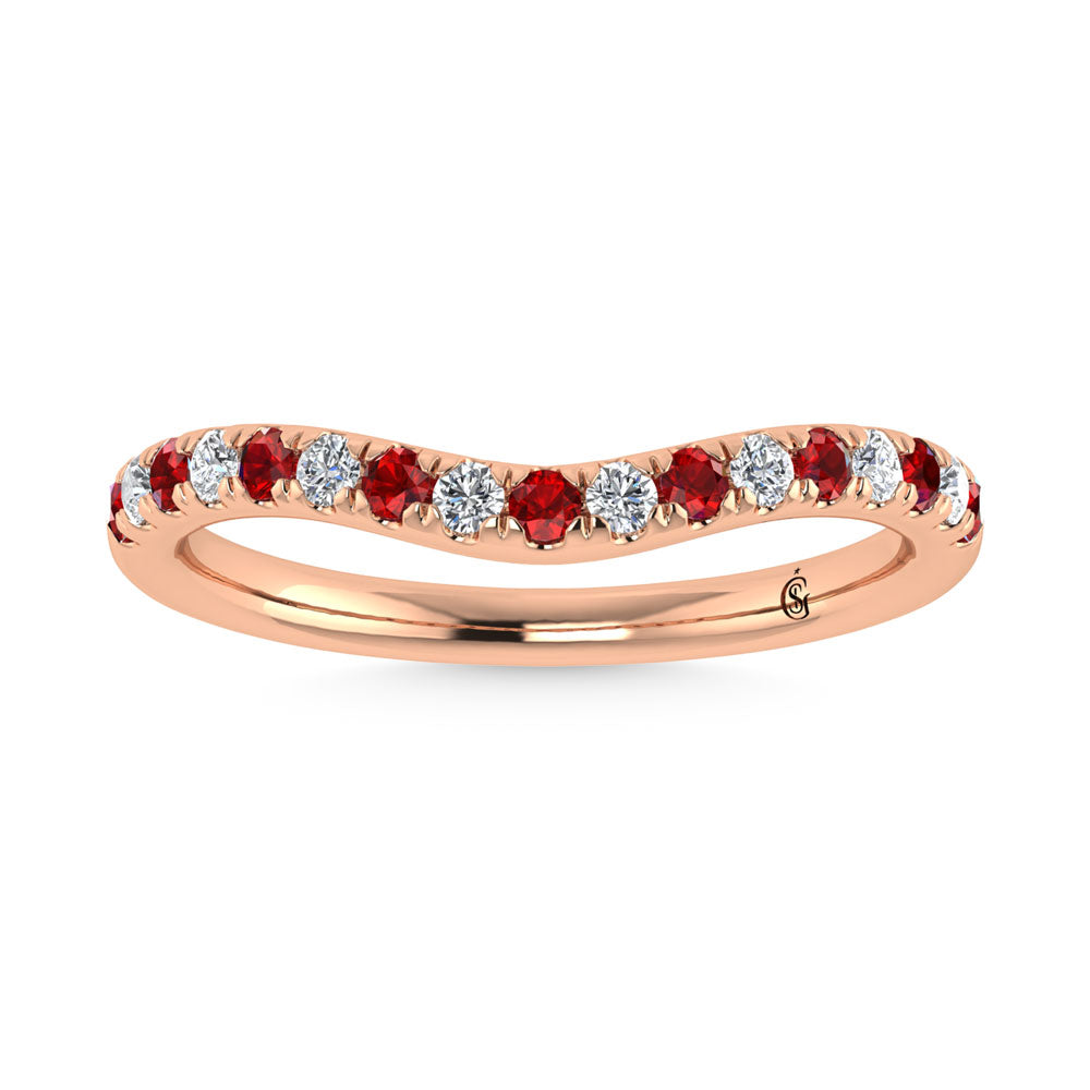 14K Rose Gold Ruby and Diamond 1/3 Ct.Tw.  Ruby Curve Band
