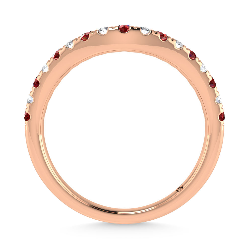 14K Rose Gold Ruby and Diamond 1/3 Ct.Tw.  Ruby Curve Band