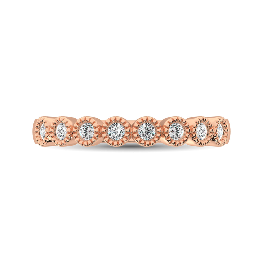 Diamond 1/4 Ct.tw Stackable Bezel Band with Beaded Setting in 14K Rose Gold