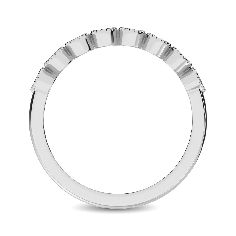 Diamond 1/4 Ct.tw Stackable Bezel Band with Beaded Setting in 14K White Gold