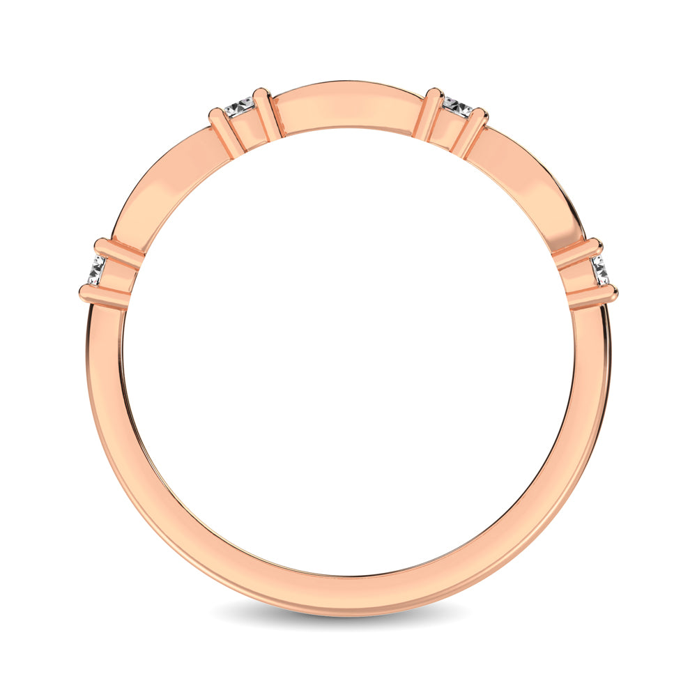 14K Rose Gold 1/4 Ct.tw Round and Tapper Diamond Band Ring