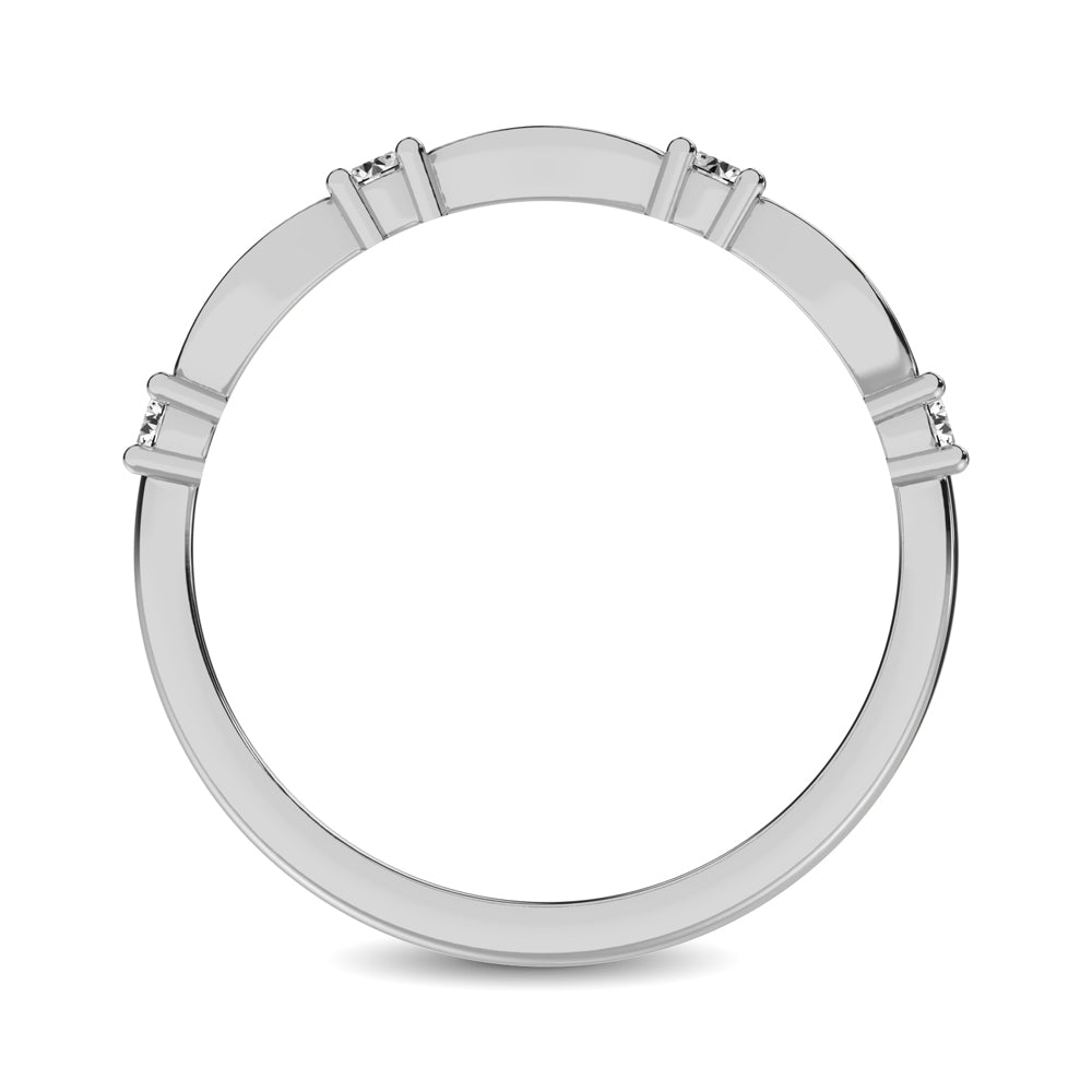 14K White Gold 1/4 Ct.tw Round and Tapper Diamond Band Ring