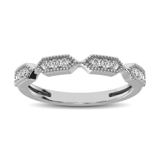 Beaded Style Band set with 1/6 Ct.tw Diamond in 14K White Gold