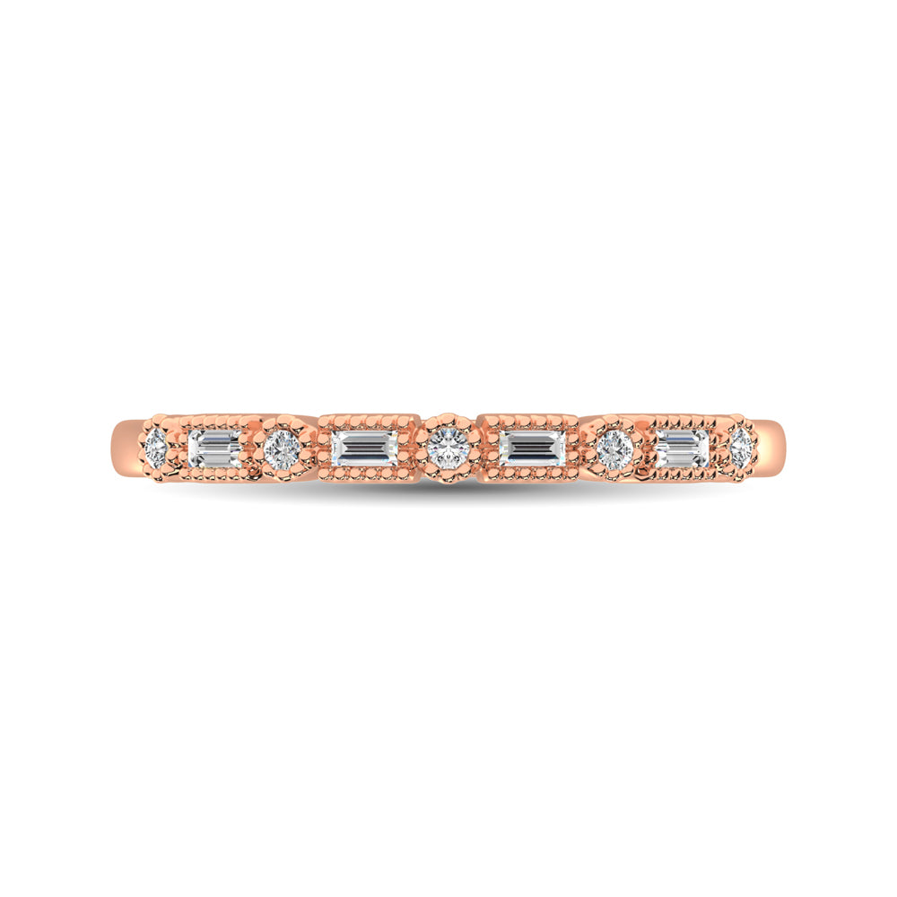14K Rose Gold 1/10 Ct.tw Round and Tapper Diamond Band Ring