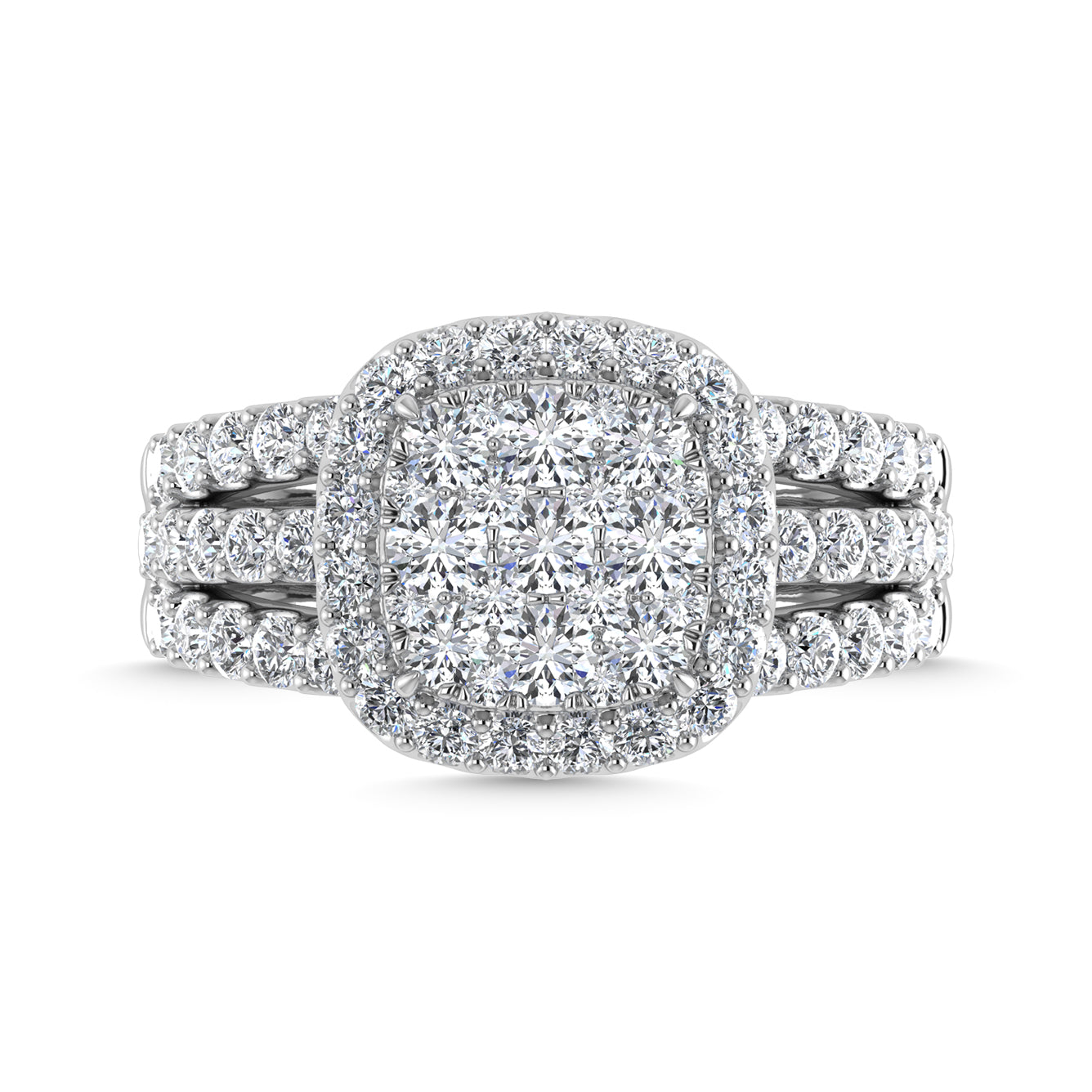Diamond 2 1/2 Ct.Tw. Three Row Engagement Ring in 14K White Gold