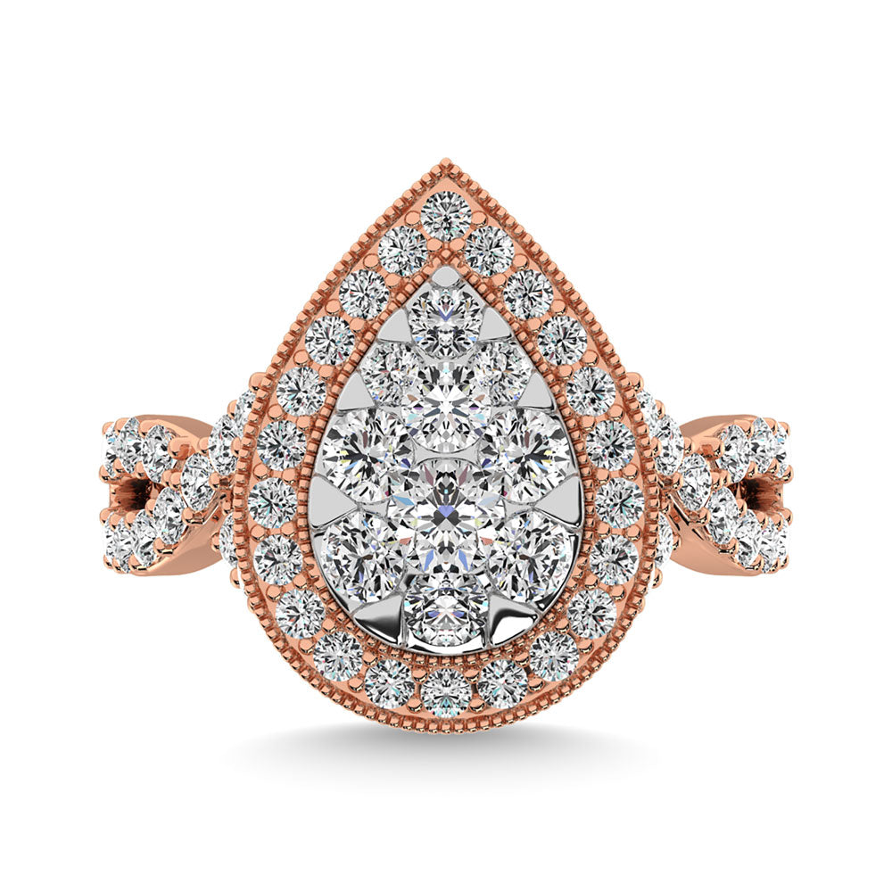 Diamond 2 Ct.Tw. Pear Shape Engagement Ring in 14K Rose Gold