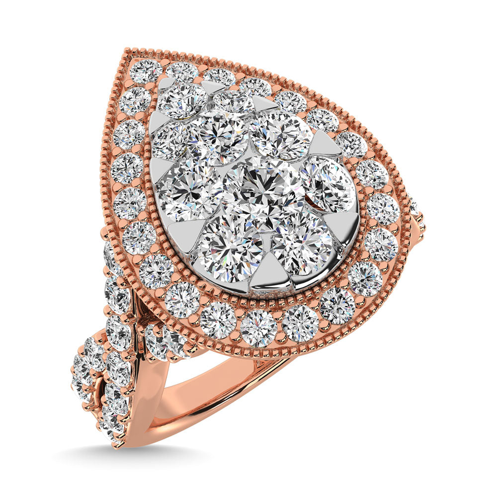 Diamond 2 Ct.Tw. Pear Shape Engagement Ring in 14K Rose Gold